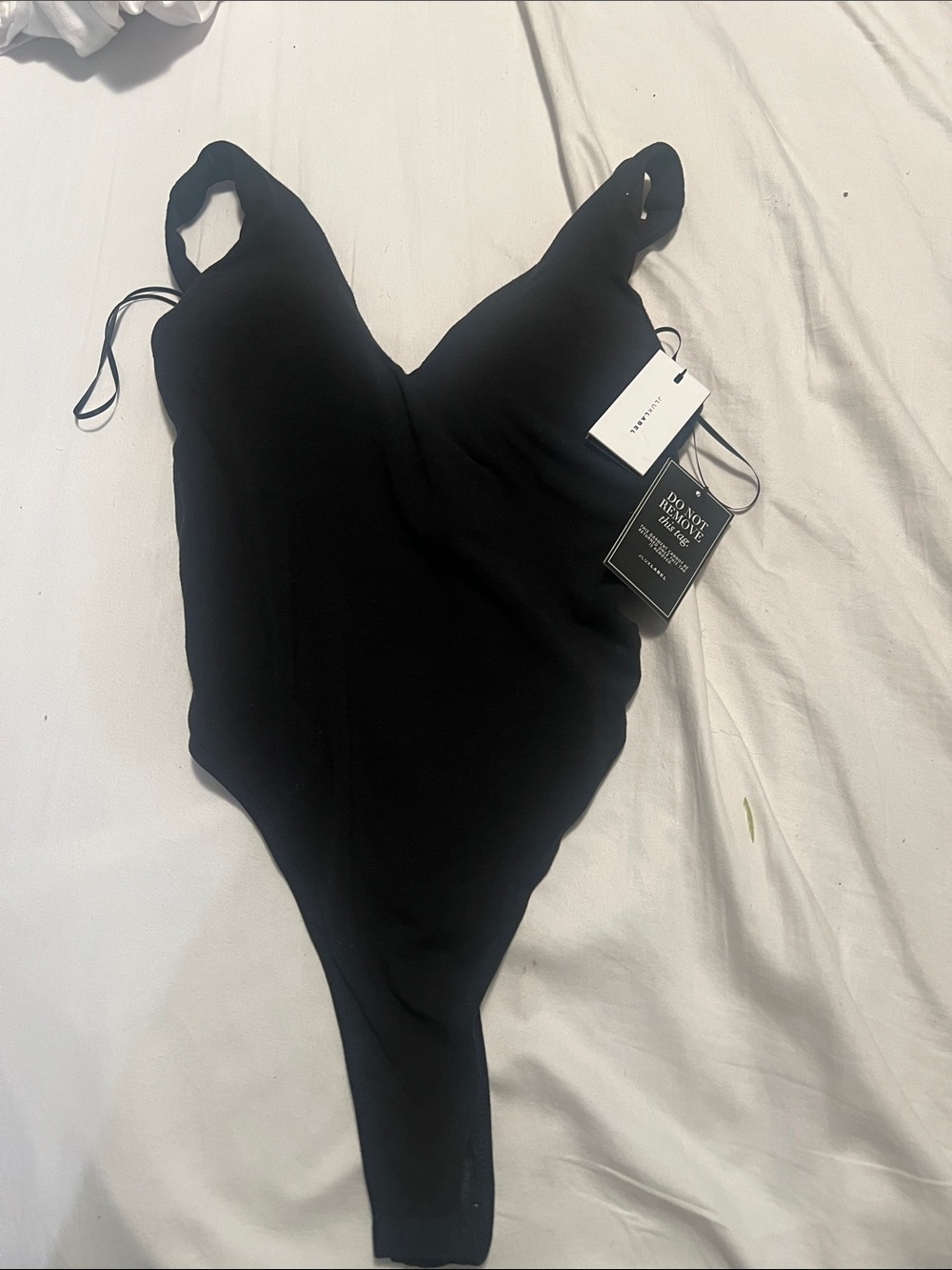 Jluxelabel  	
Black Empire V-Neck Bodysuit
